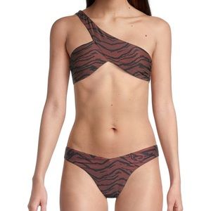 WeWoreWhat Asymmetrical Crossover Top brown multi sz M $95